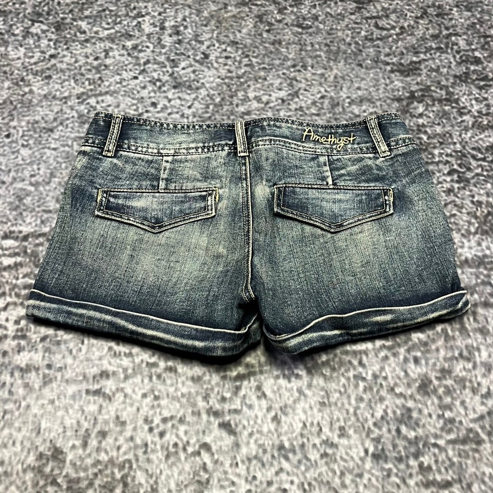 Amethyst Shorts Denim Womens 27 (29" Waist) Blue Low Rise Mini Micro Booty Y2K